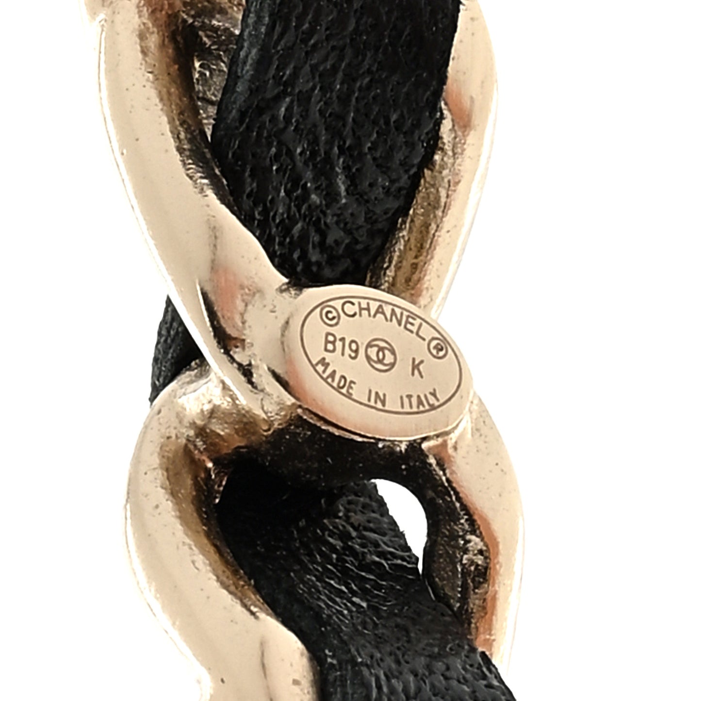 Lambskin Pearl More Is More CC Chain Hoop Earrings Gold Black