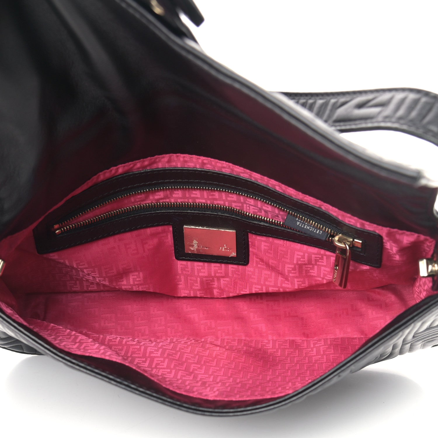 Fendi Nappa Logo Embossed Baguette Black 4 of 10