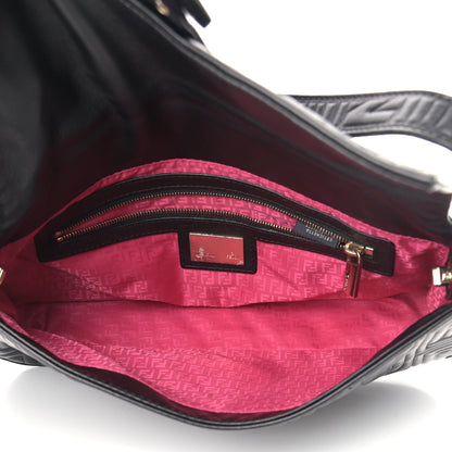 Fendi Nappa Logo Embossed Baguette Black 4 of 10