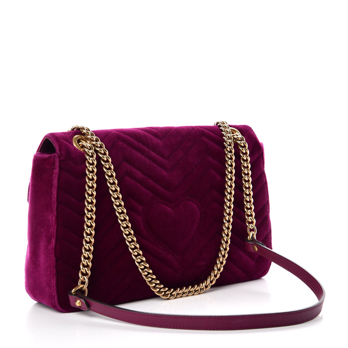 Velvet Matelasse Medium GG Marmont Shoulder Bag Fuchsia Violet Cyclamen