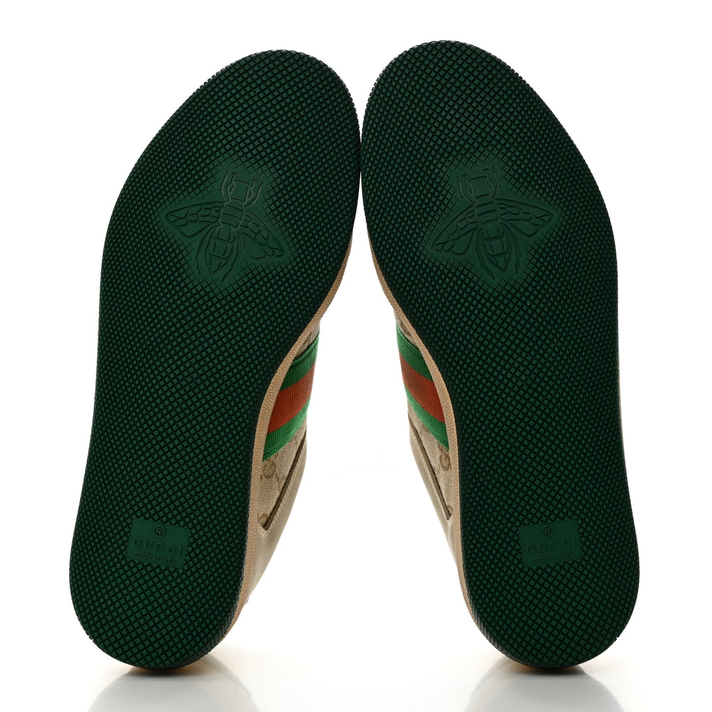 GG Monogram Nubuck Web Womens Screener Sneakers 37 New Sand Dusty Milk Vintage Green