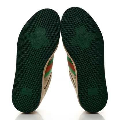 Gucci GG Monogram Nubuck Web Womens Screener Sneakers 37 New Sand Dusty Milk Vintage Green 5 of 8