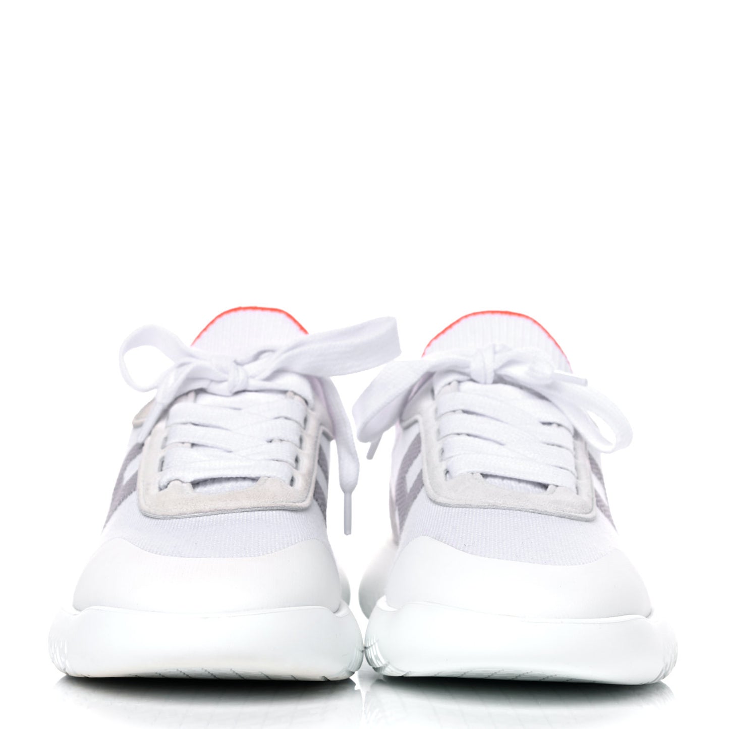 Knit Suede Goatskin Womens Crew Sneakers 36.5 White Gris