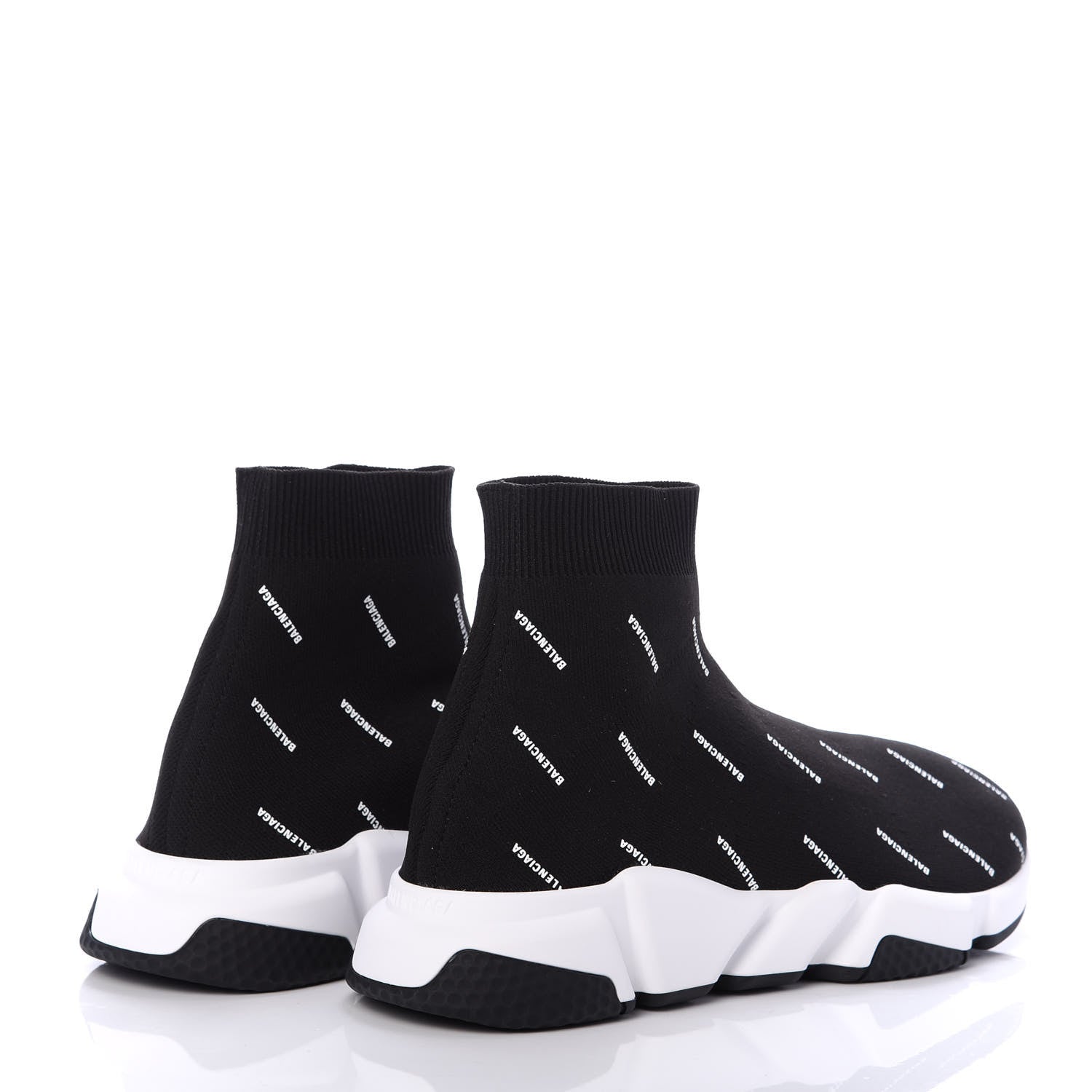 Balenciaga Neoprene Knit Allover Logo Bi-Color Sole Mens Speed Sneakers 42 Black White 4 of 6