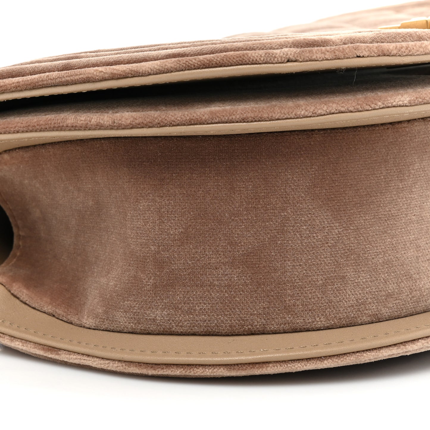 Velvet Quilted Small Boy Messenger Bag Beige