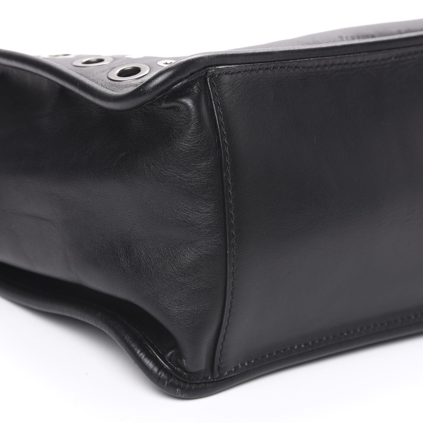 Soft Calf Medium Grommet Studded Tote Black