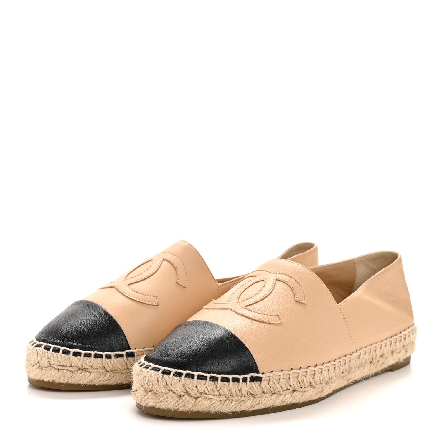 Chanel Lambskin CC Espadrilles 39 Beige Black 4 of 10