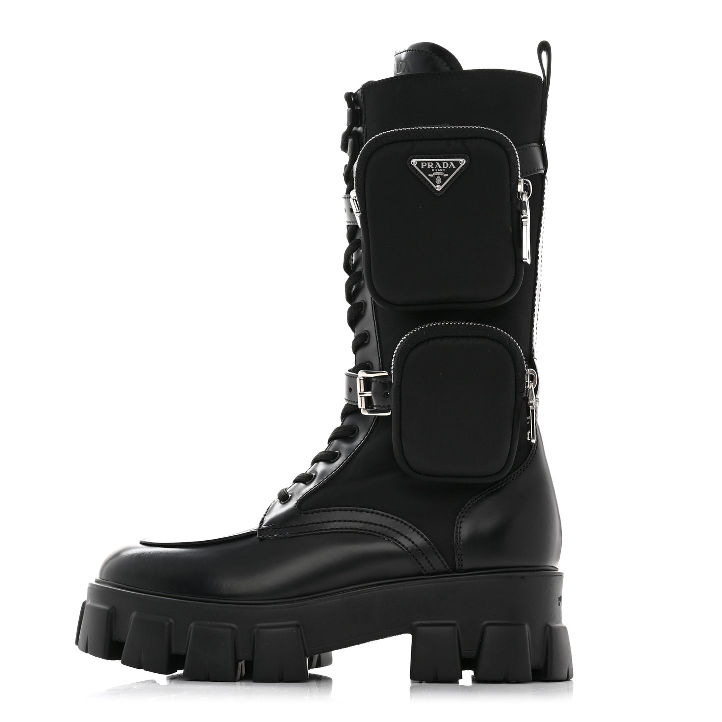 Spazzolato Rois Re-Nylon Metal Triangle Logo Monolith Pouch Pocket 55mm Tall Combat Boots 41 Black