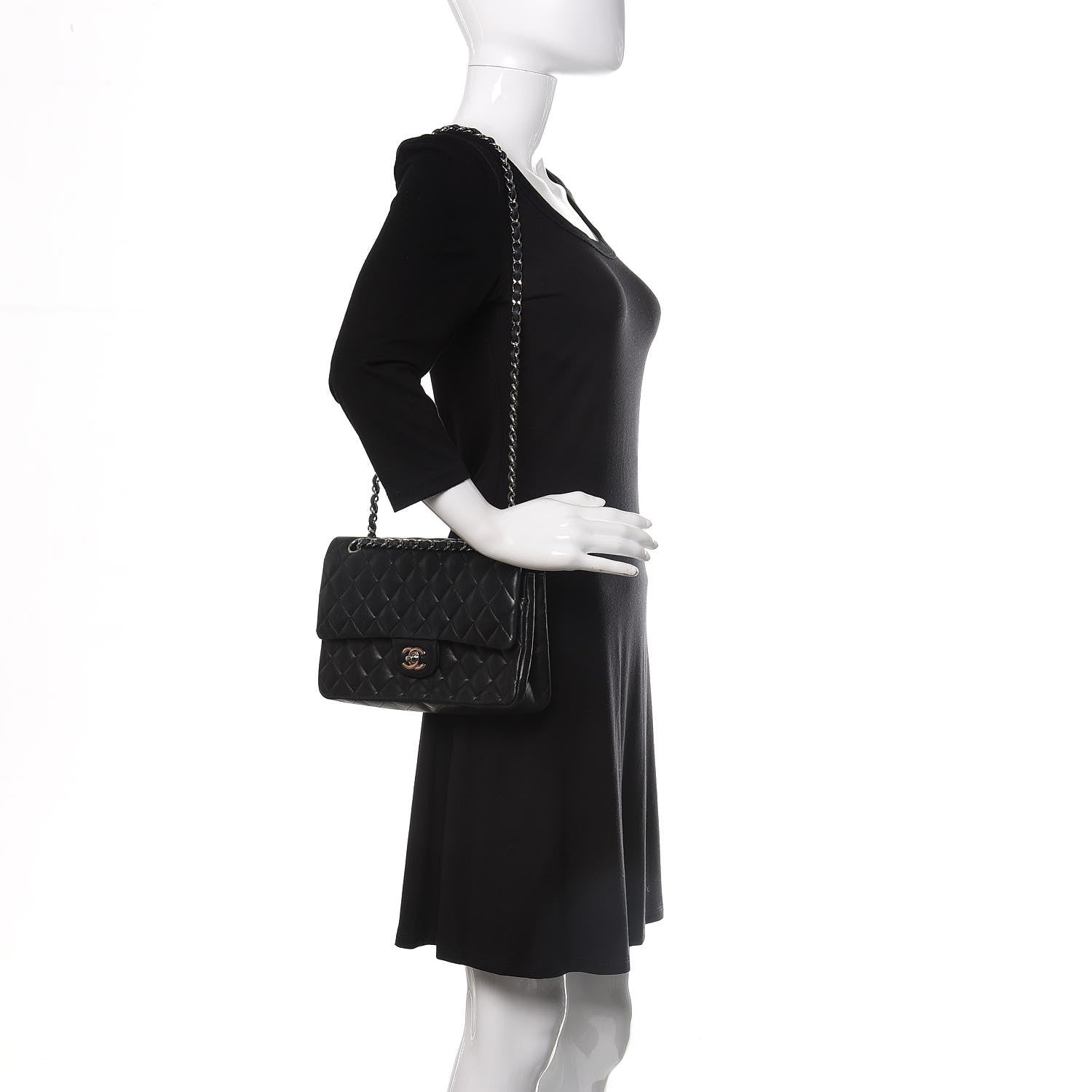 Chanel Lambskin Quilted Medium Double Flap Black 2 of 14