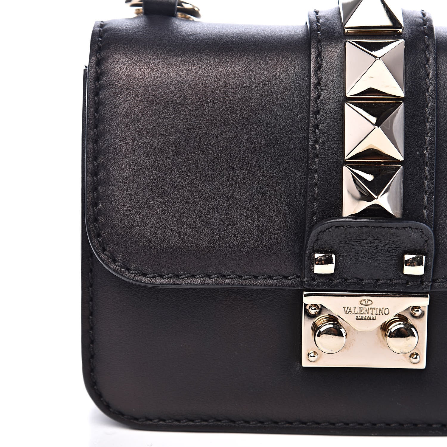 Valentino Garavani Vitello Mini Glam Lock Rockstud Flap Black 9 of 12