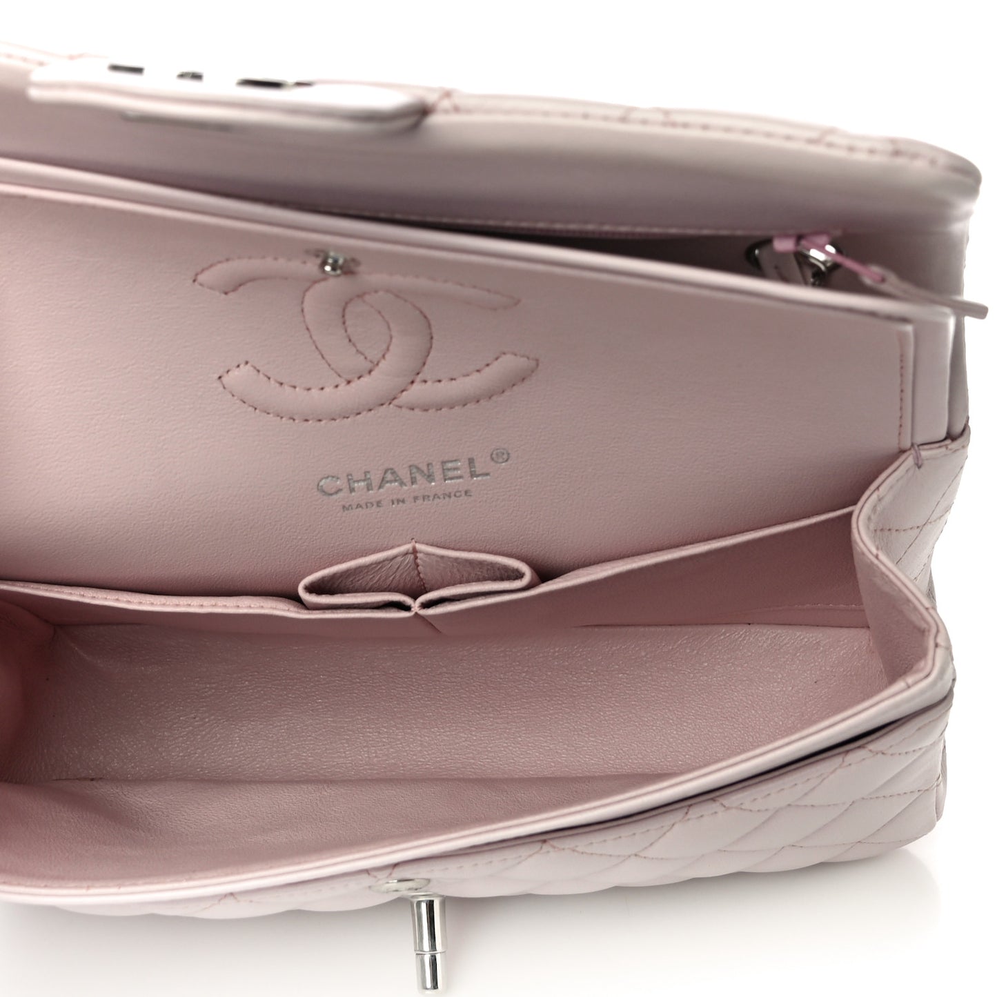 Lambskin Quilted Small Double Flap Light Pink