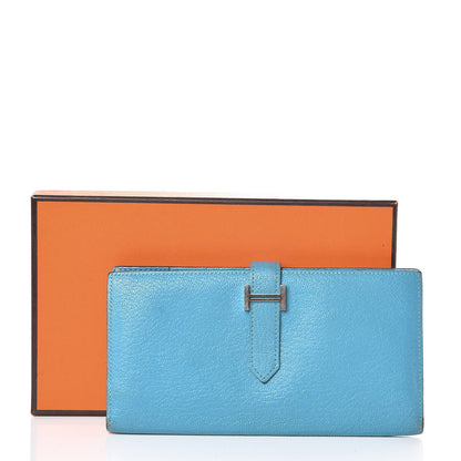 Hermes Chevre Mysore Bearn Gusset Wallet Bleu Azteque 11 of 11