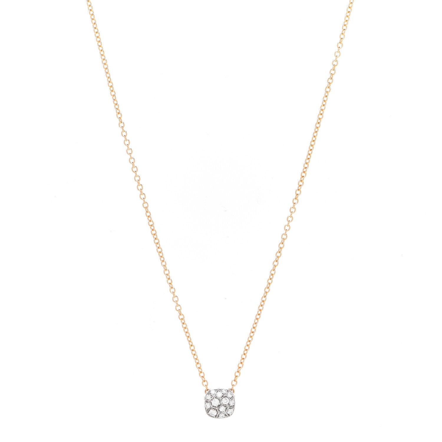 Pomellato 18K White Yellow Gold Diamond Nudo Pendant Necklace 1 of 5