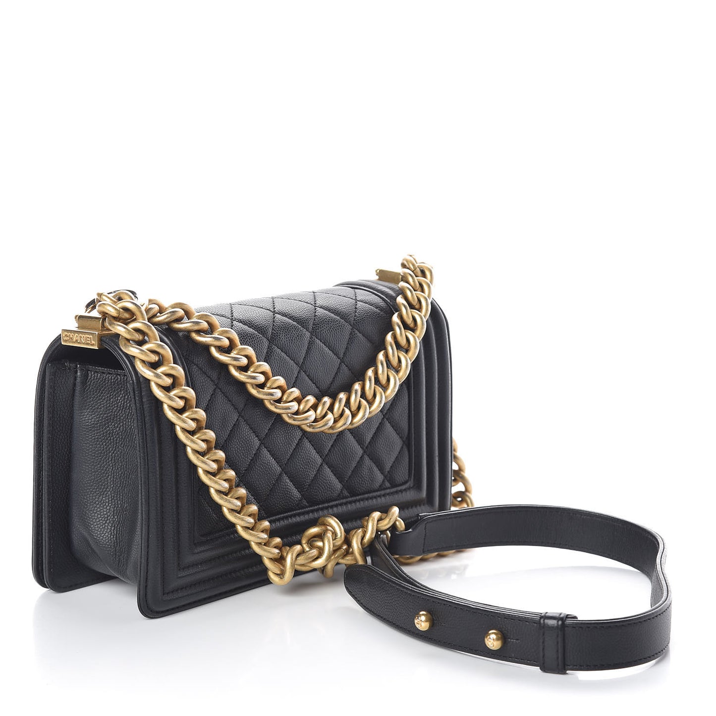 Caviar Quilted Small Boy Flap Black