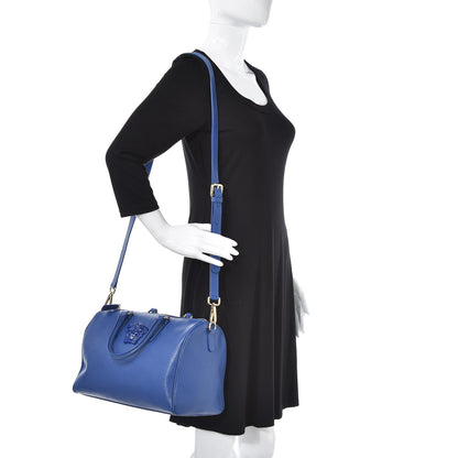 Versace Calfskin Saffiano Duffle Bag Blue 2 of 8