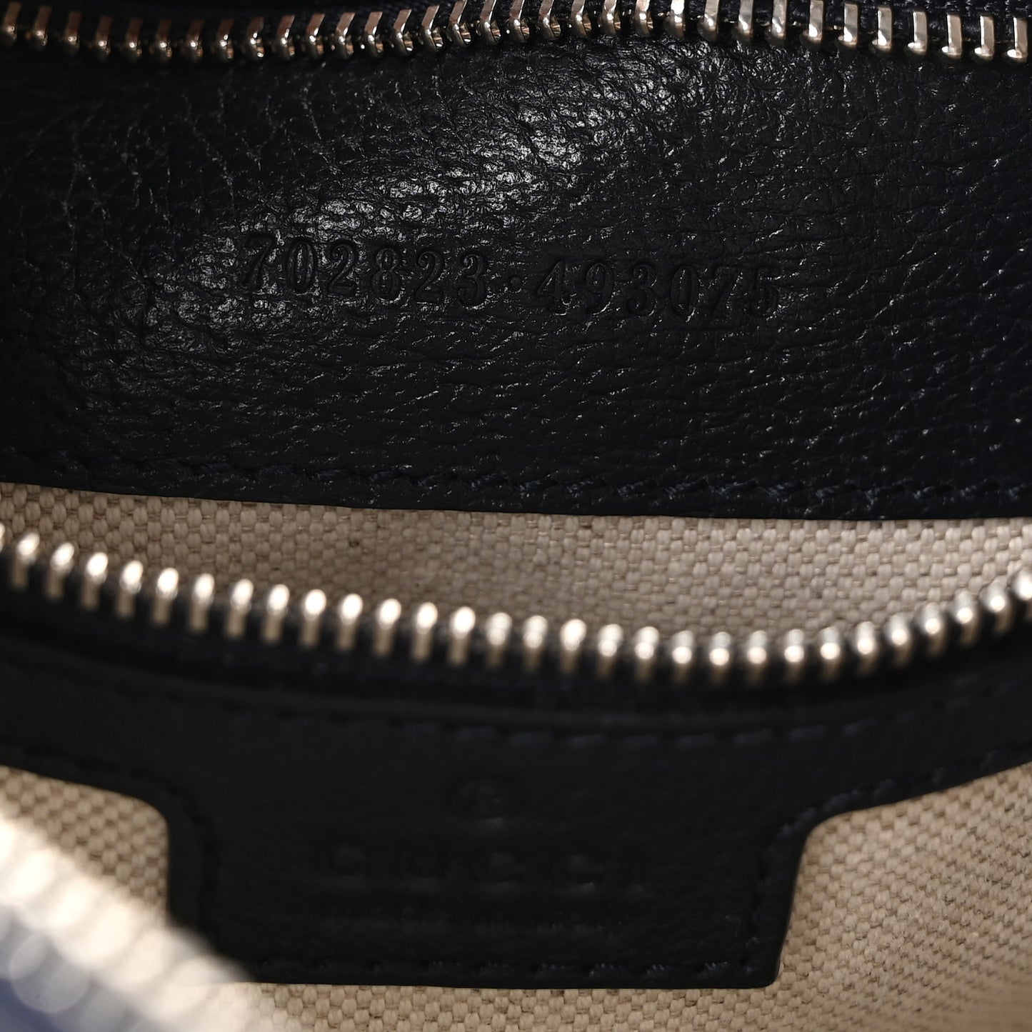 GG Supreme Monogram Textured Calfskin Web Large Attache Shoulder Bag Beige Blue