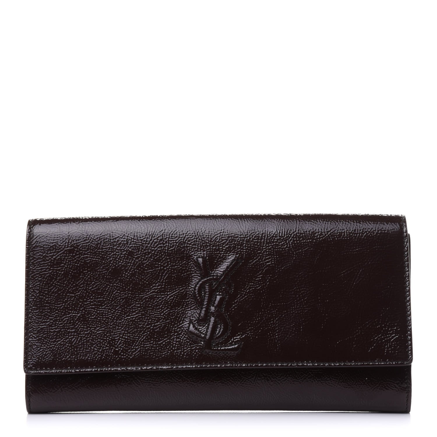 Saint Laurent Textured Patent Calfskin Monogram Large Belle De Jour Clutch Dark Brown 1 of 10