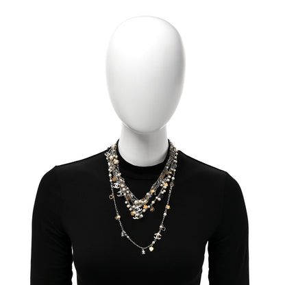 Chanel Pearl CC Clover Long Necklace Gold White 2 of 4