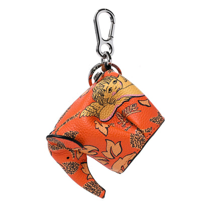 Loewe Calfskin Paula's Ibiza Elephant Coin Purse Bag Charm Key Holder Orange Multicolor 1 of 6