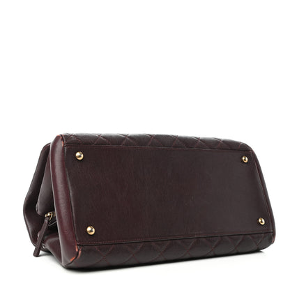 Chanel Shiny Sheepskin Quilted Large Trapezio Flap Dark Burgundy 4 of 10