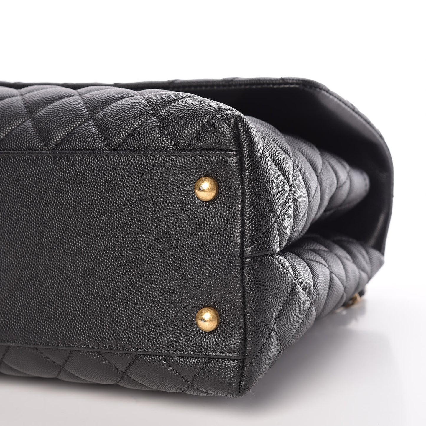 Caviar Quilted Large Coco Handle Flap Black