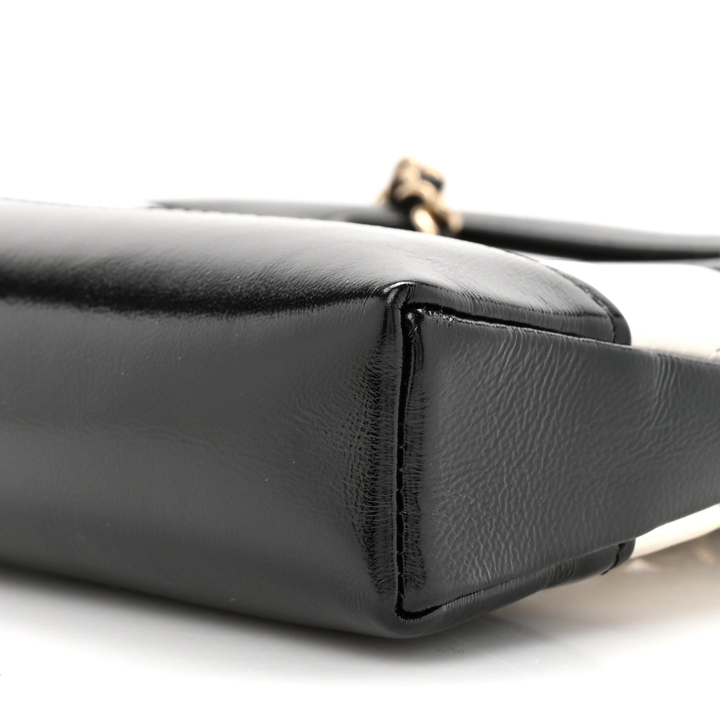 Metallic Aged Calfskin Quilted Nano 31 Shopping Bag Gold White Black