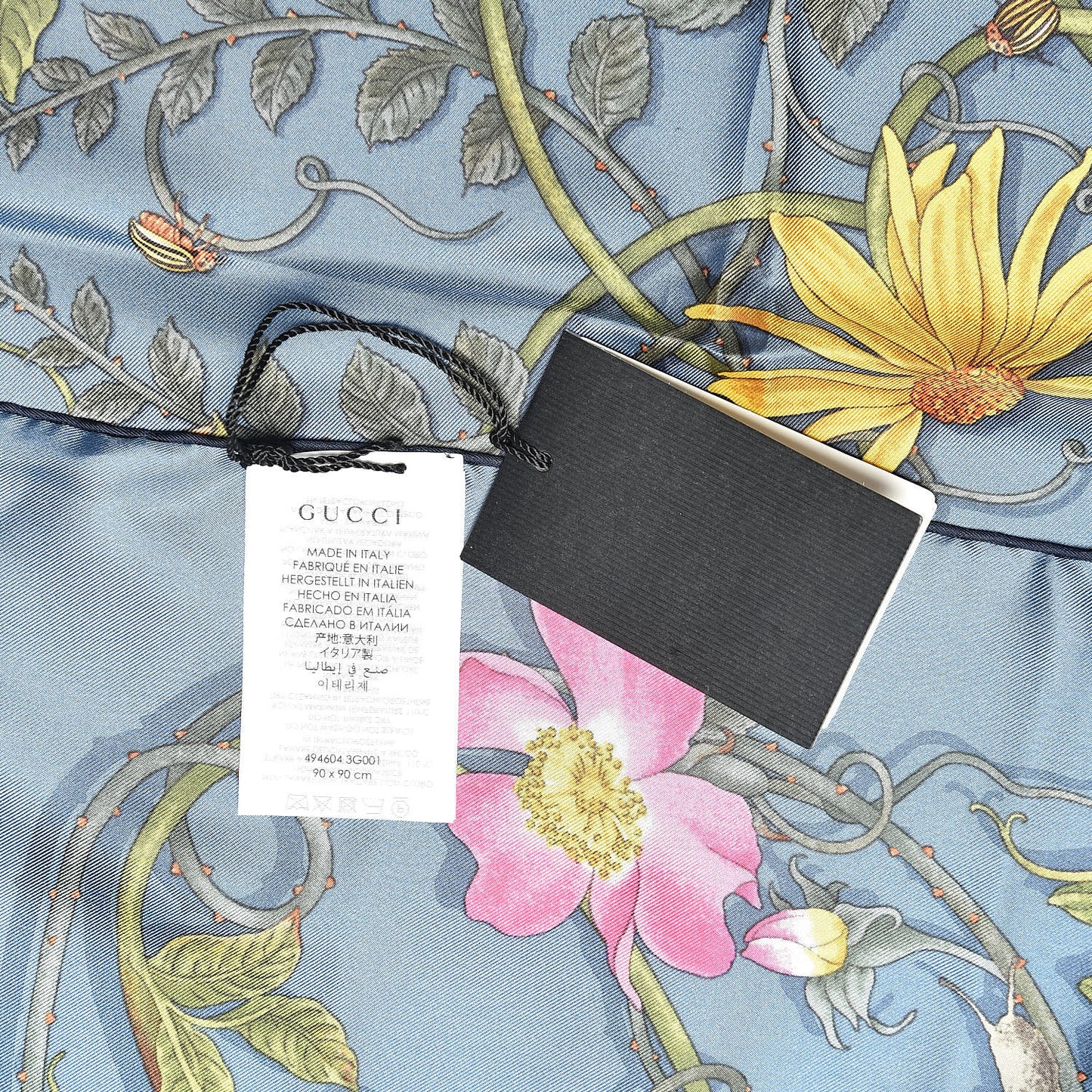 Silk Twill Flowerwebby Square Scarf Sky Blue