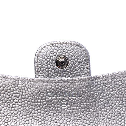 Chanel Metallic Caviar Quilted Compact Flap Wallet Silver 4 of 7