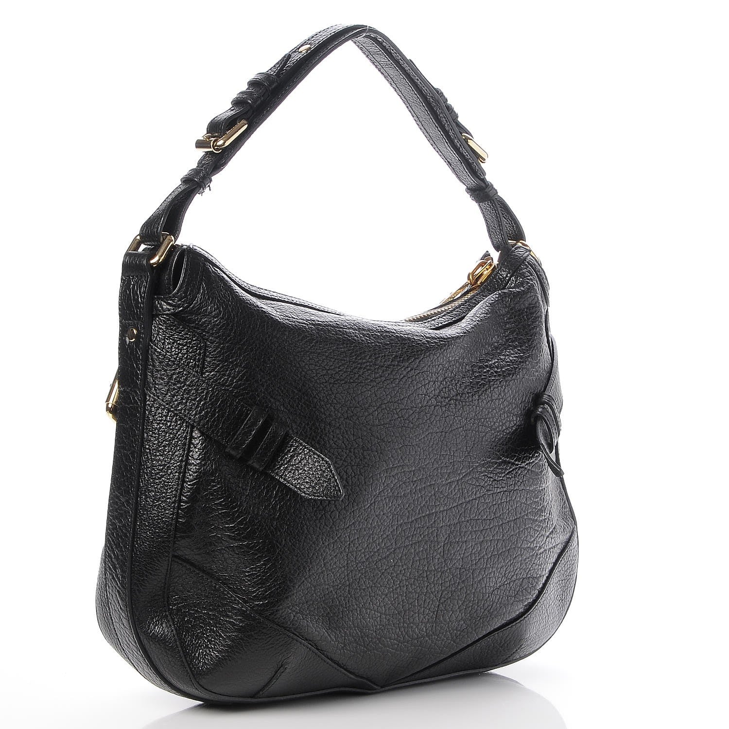 Burberry Signature Grain Calfskin Buckle Hobo Black 3 of 8
