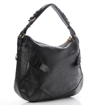 Burberry Signature Grain Calfskin Buckle Hobo Black 3 of 8