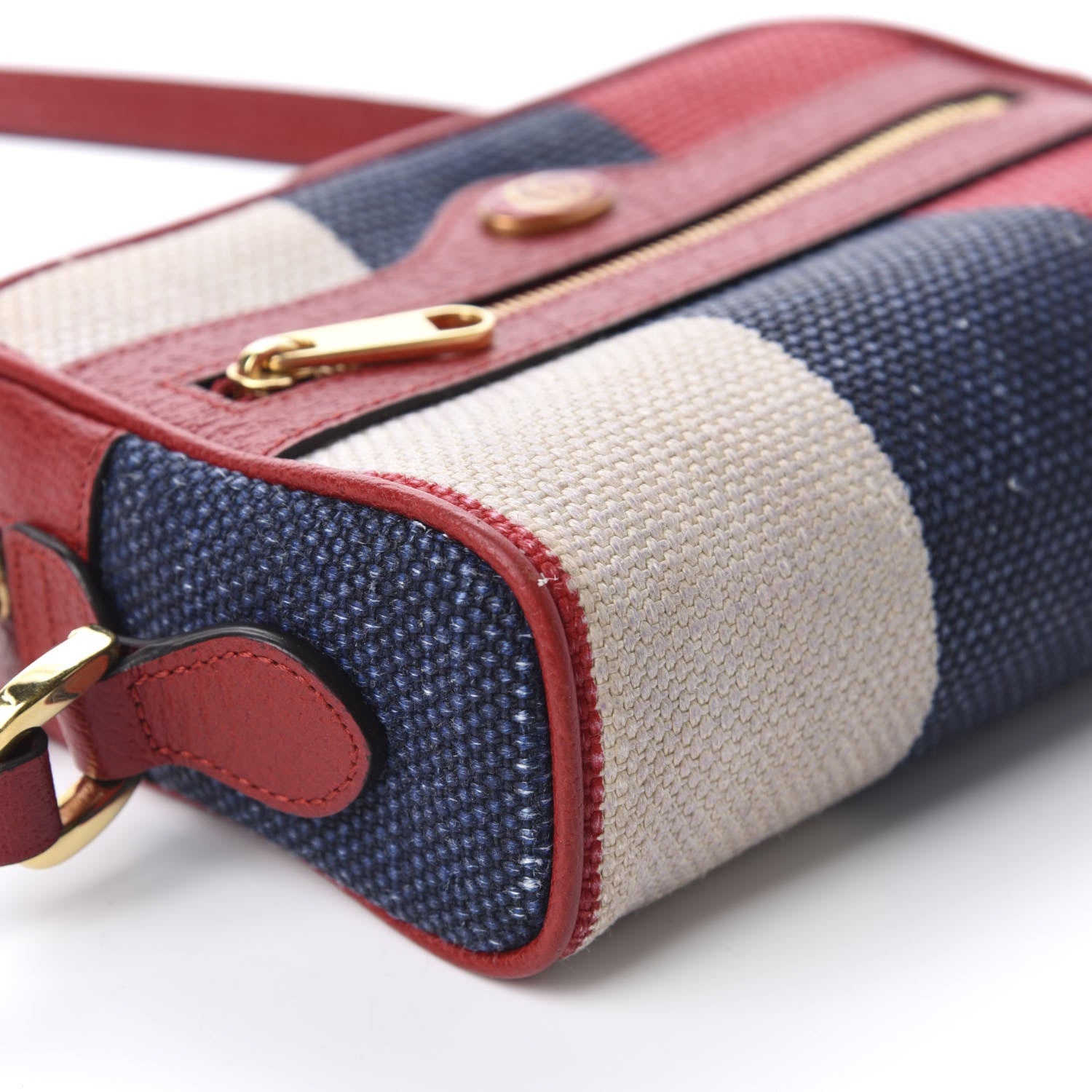 Gucci Canvas Sylvie Stripe Mini Ophidia Camera Bag Mystic White Hibiscus Red Maritime 5 of 9