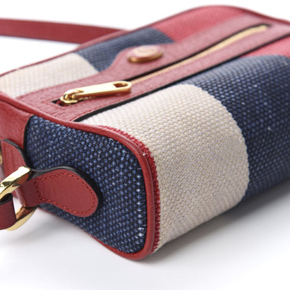 Gucci Canvas Sylvie Stripe Mini Ophidia Camera Bag Mystic White Hibiscus Red Maritime 5 of 9