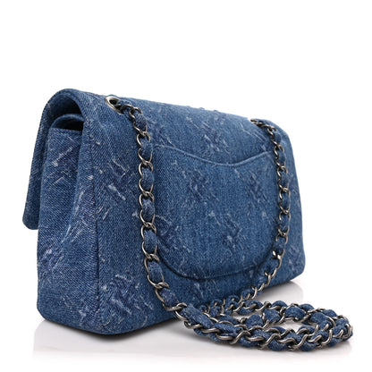 Chanel Denim Bleached Chain Medium Double Flap Blue 3 of 8