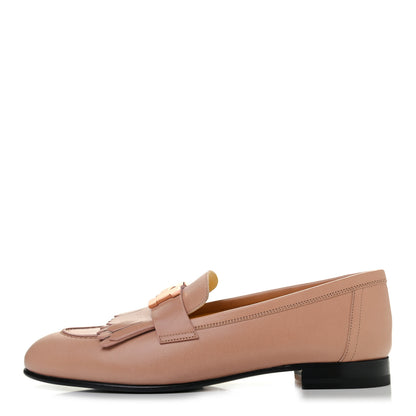 Hermes Goatskin Womens Royal Loafers 37.5 Bois De Santal 1 of 6