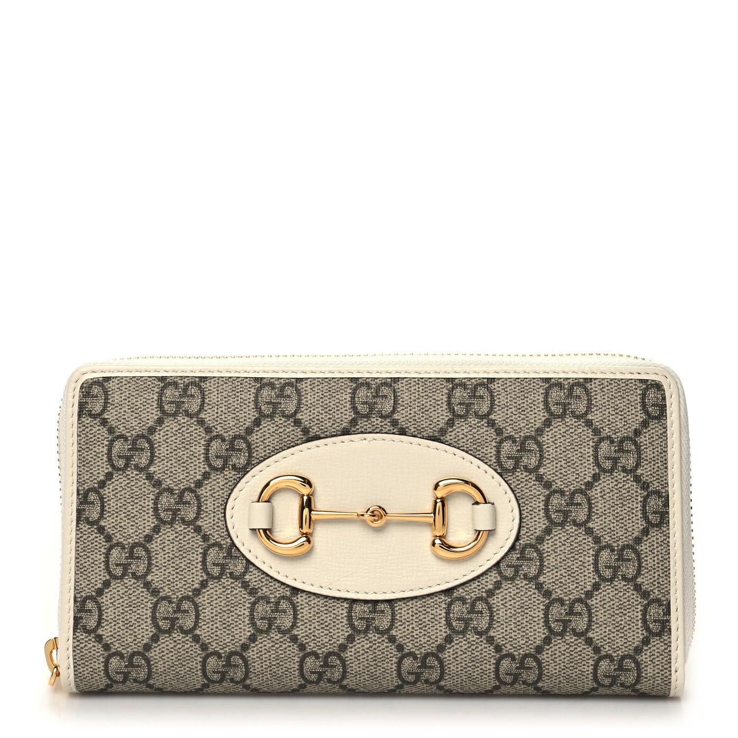 Gucci GG Supreme Monogram Azalea Calfskin Horsebit 1955 Zip Around Wallet Beige Ebony Mystic White 1 of 9
