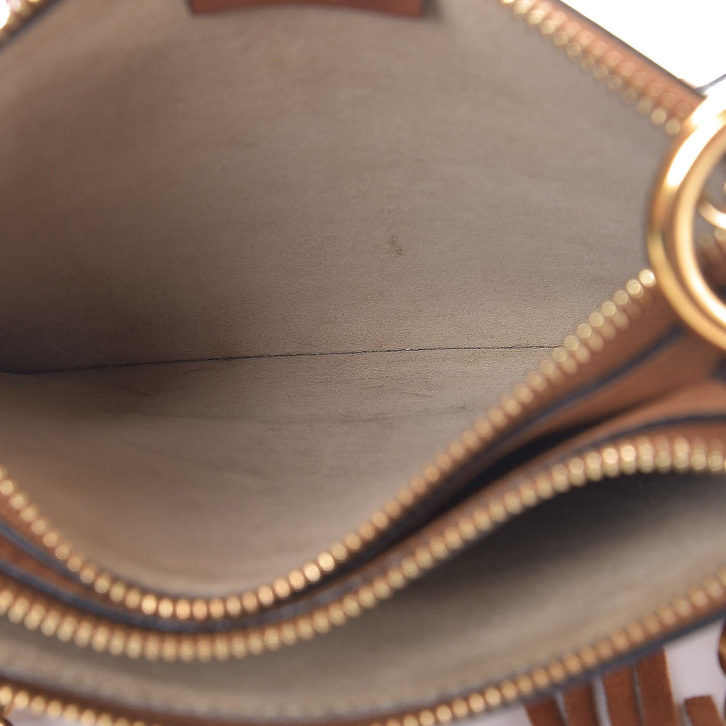 Calfskin Suede Small Jane Fringe Bag Caramel
