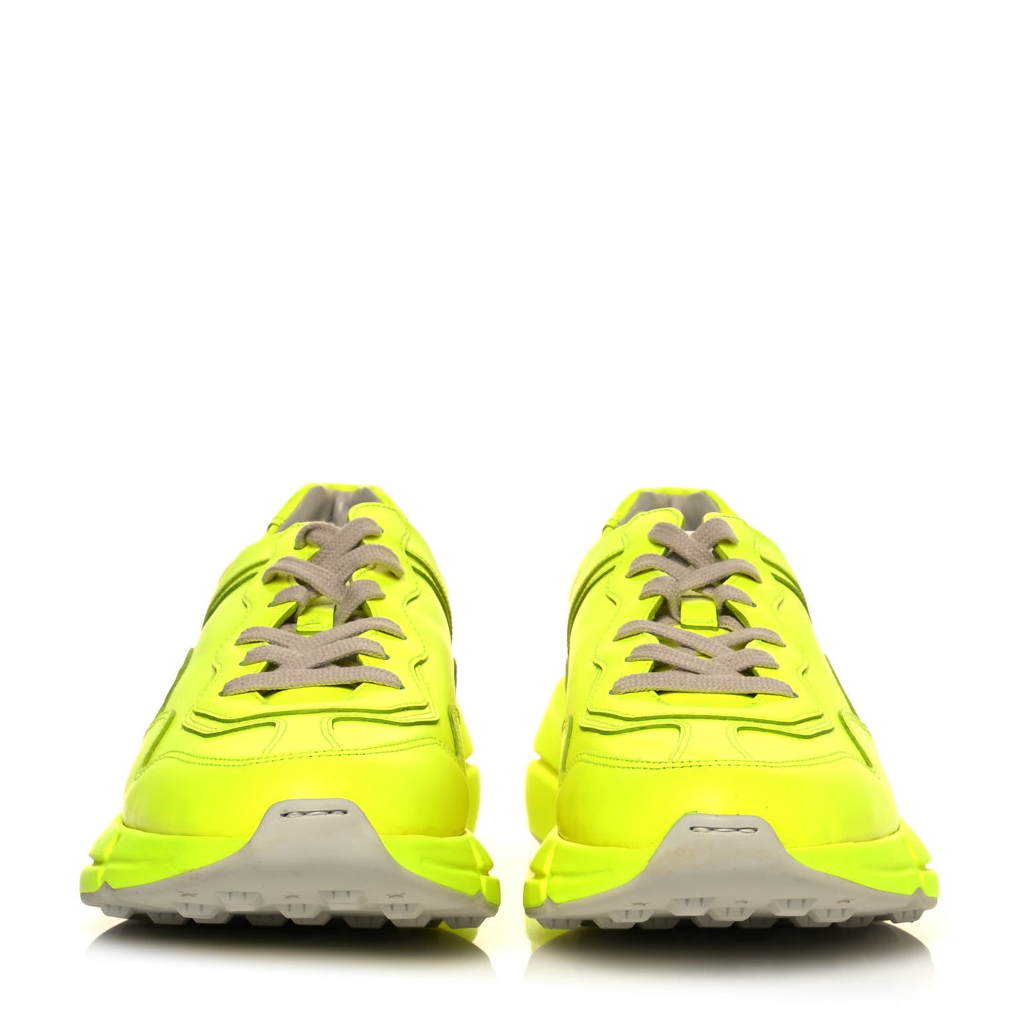 Calfskin Mens Rhyton Sneakers 8 Yellow Fluo