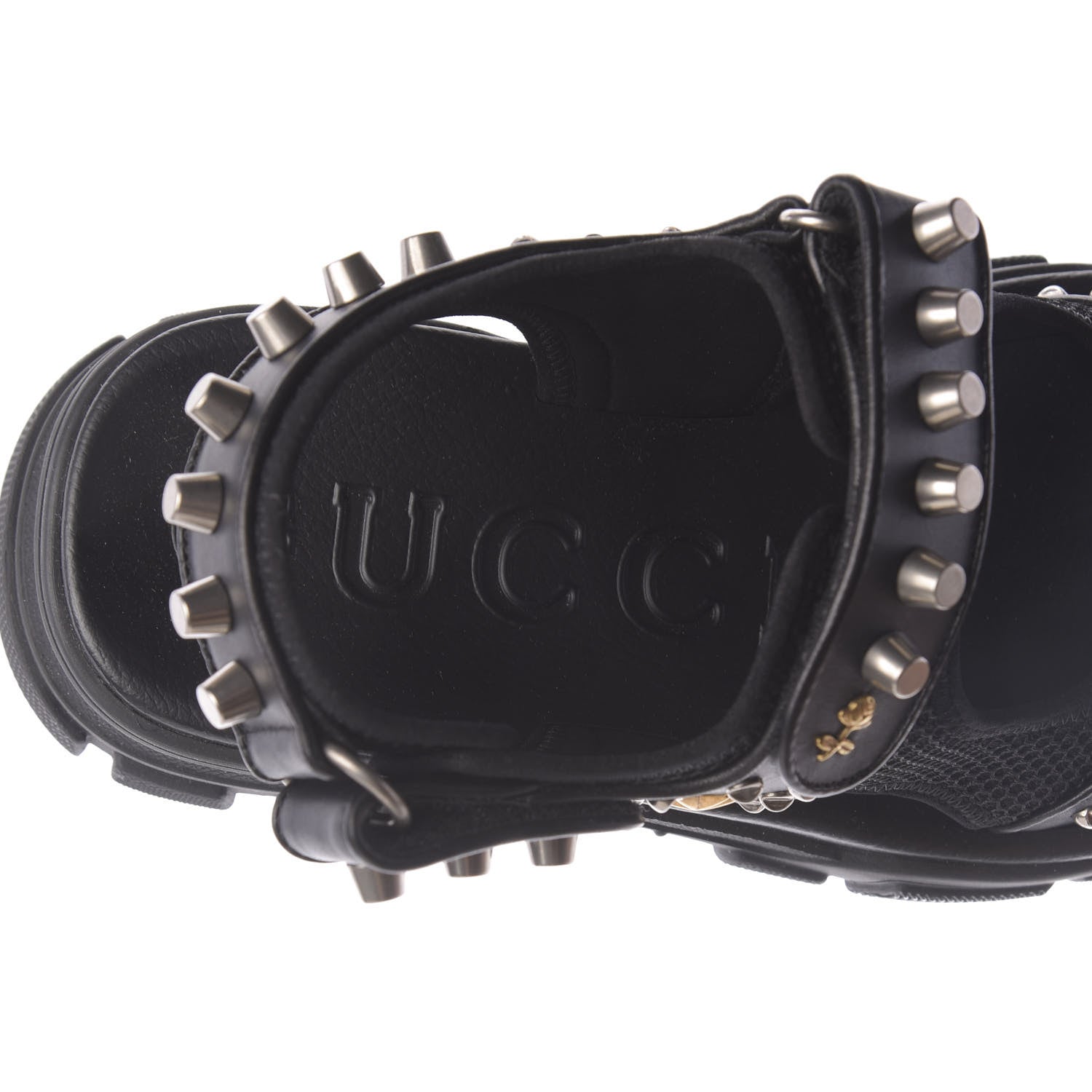 Gucci Nappa Mesh Studded Mens Aguru Sandals 7 Black 8 of 10