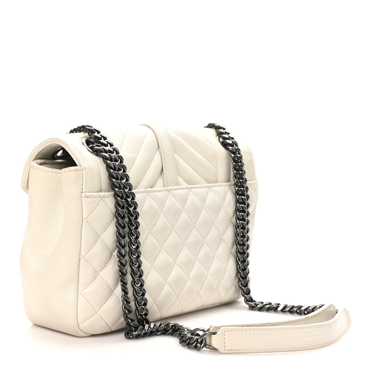 Sheepskin Medium Tri-Quilt College Monogram Satchel Porcellana