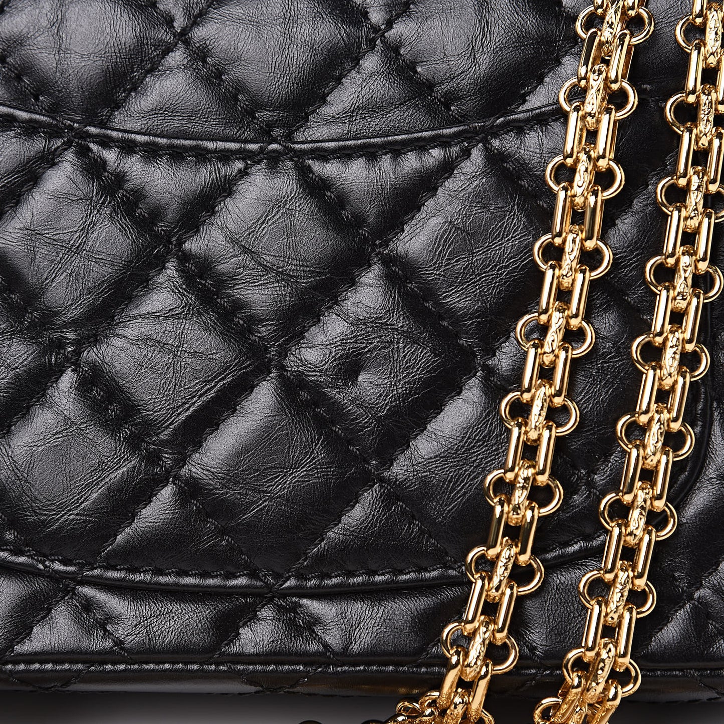 Aged Calfskin Quilted 2.55 Reissue Mini Flap Black