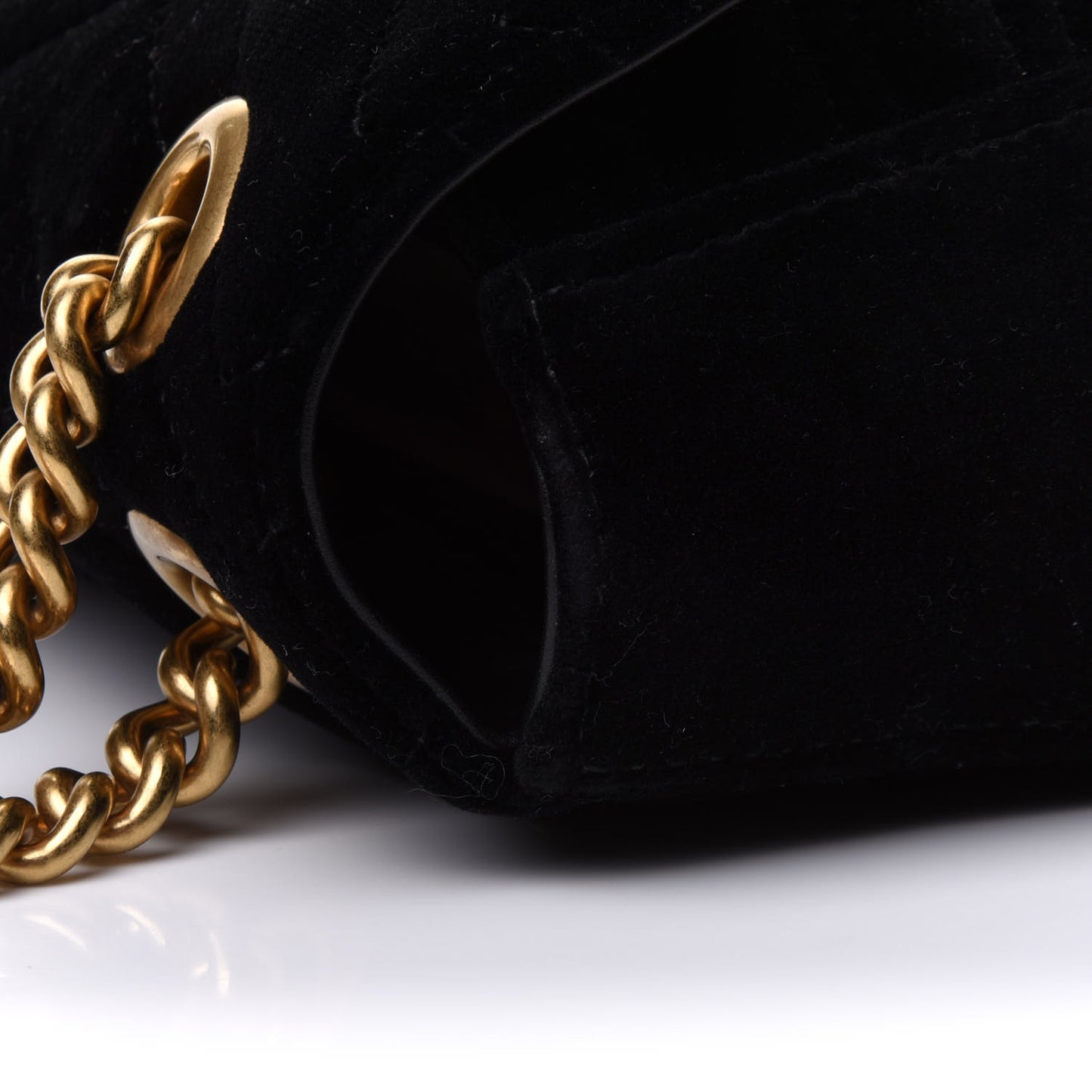 Velvet Matelasse Small GG Marmont Shoulder Bag Black