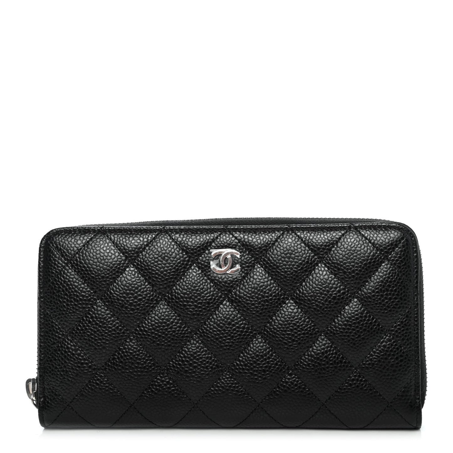 Caviar Quilted Large Gusset Zip Around Wallet Black