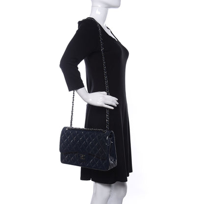 Chanel Patent Quilted Jumbo Double Flap Navy 2 of 10