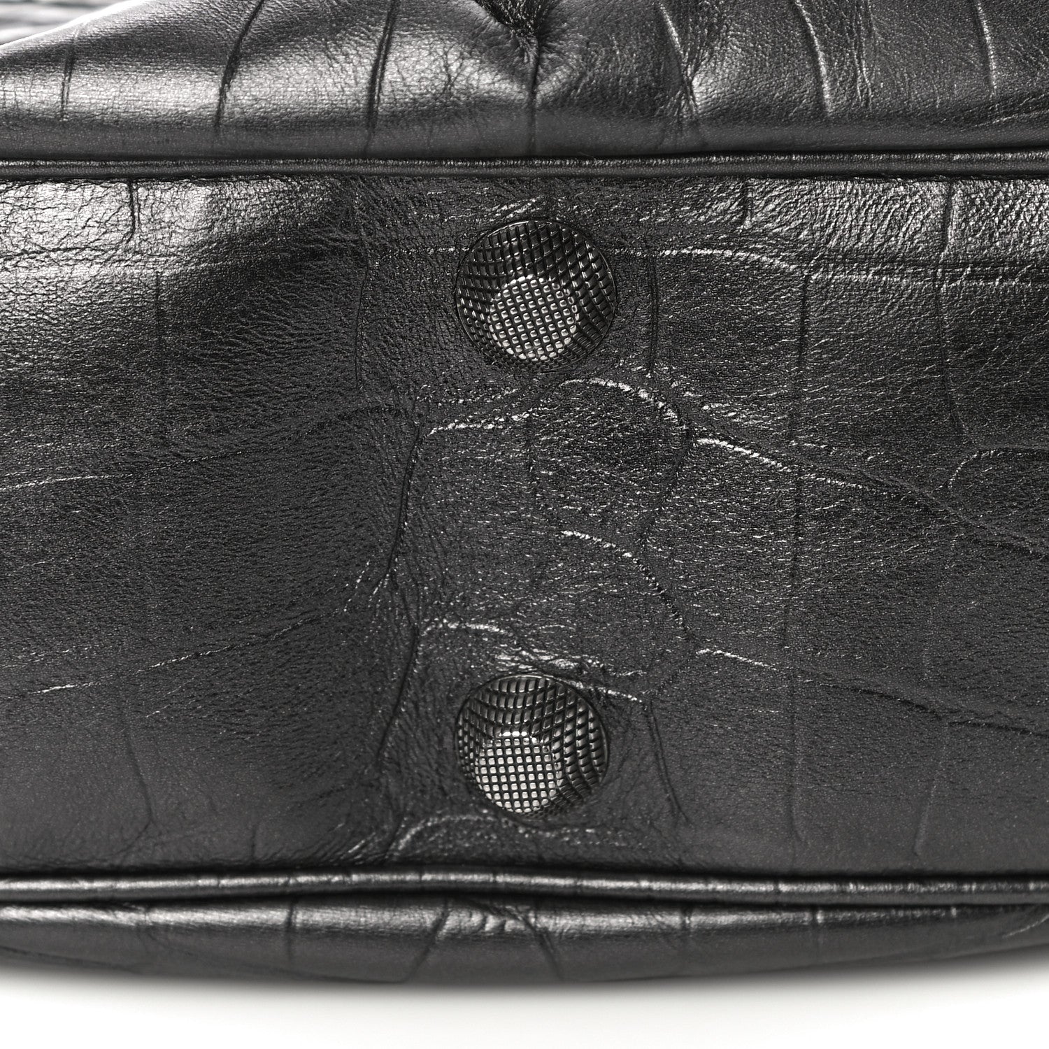 Balenciaga Metallic Calfskin Crocodile Embossed Crystal Small Le Cagole Shoulder Bag Gunmetal 10 of 12