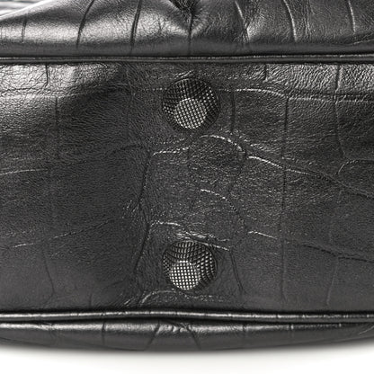 Balenciaga Metallic Calfskin Crocodile Embossed Crystal Small Le Cagole Shoulder Bag Gunmetal 10 of 12