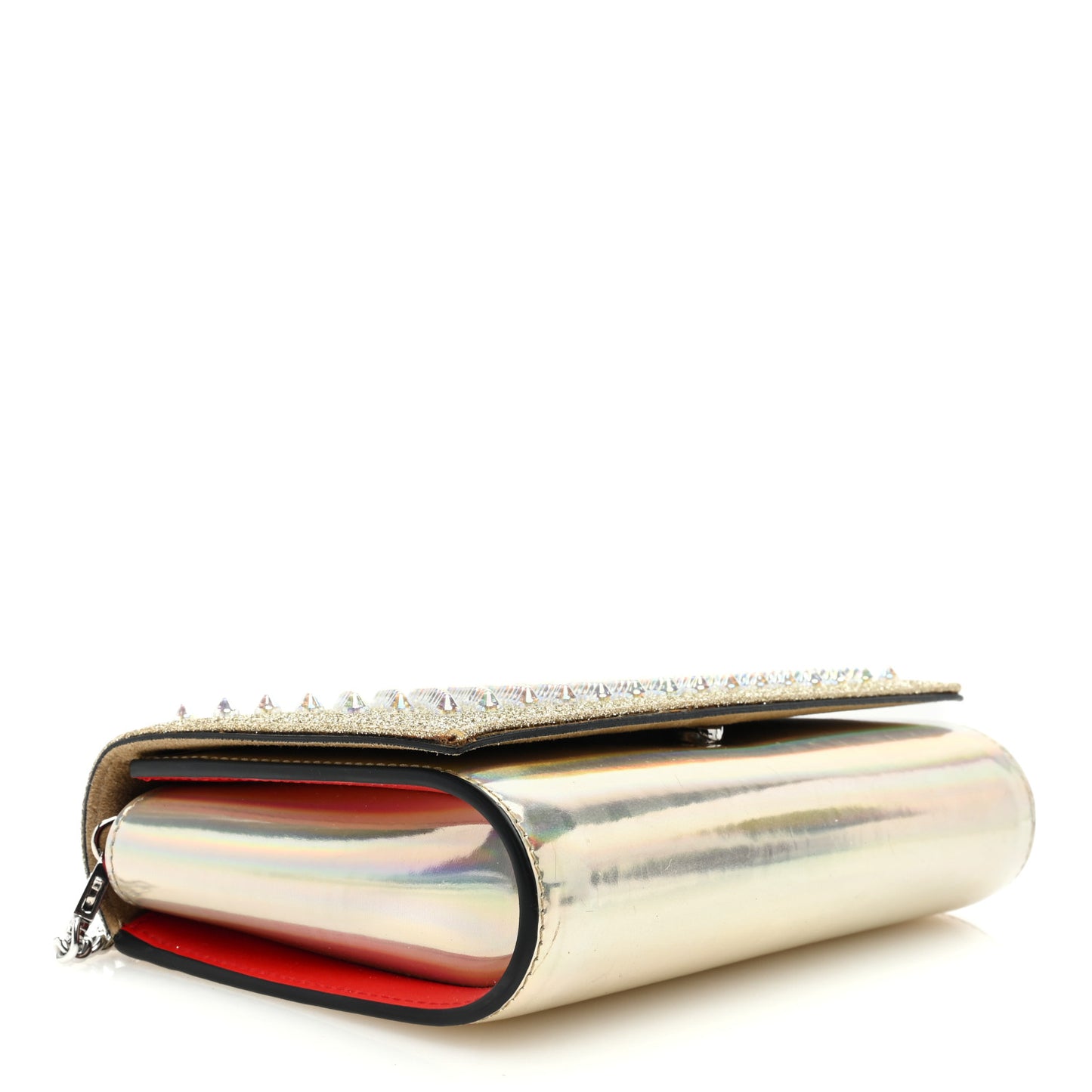 Glitter Metallic Patent Calfskin Psychic Spikes Paloma Clutch Gold