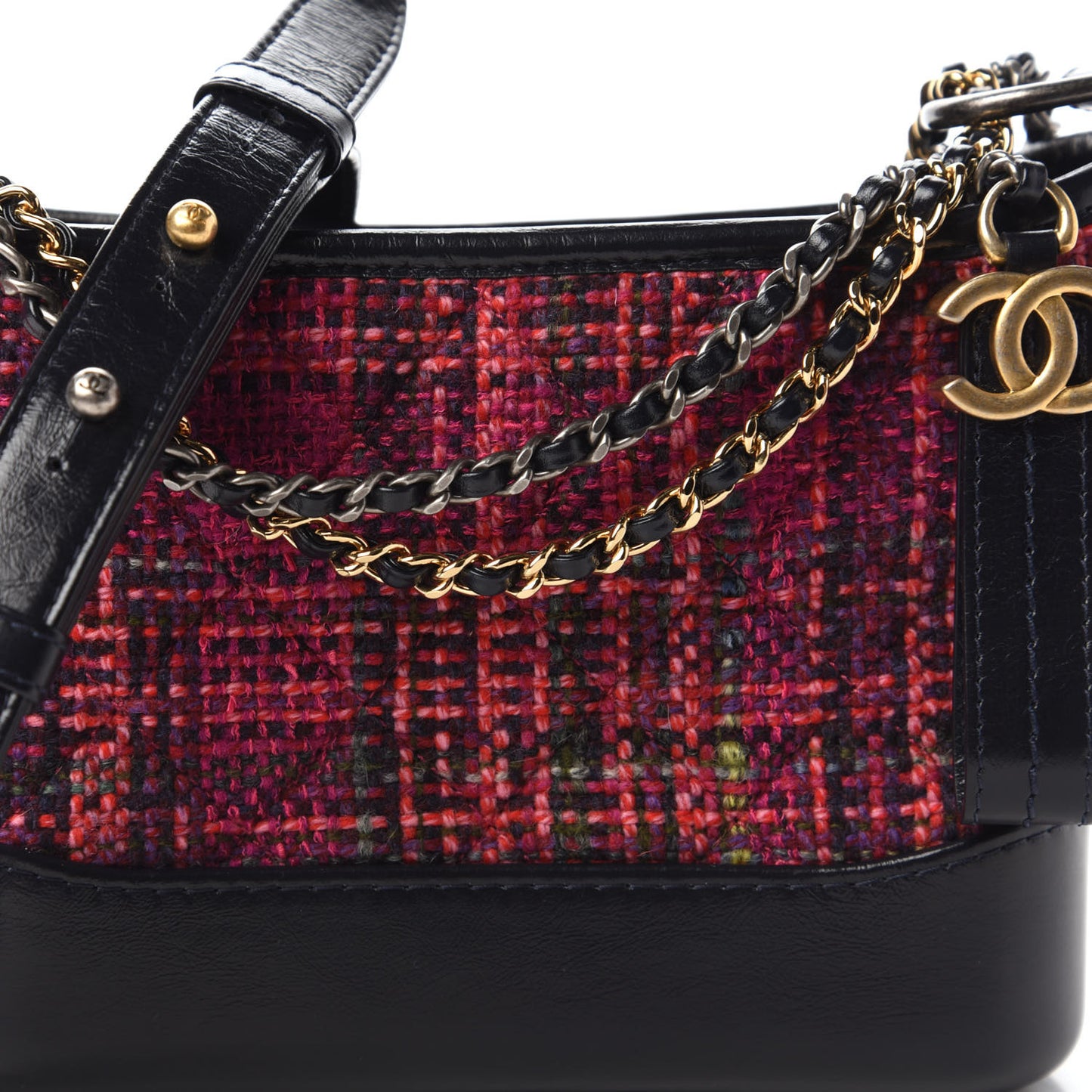 Tweed Calfskin Small Gabrielle Hobo Dark Navy