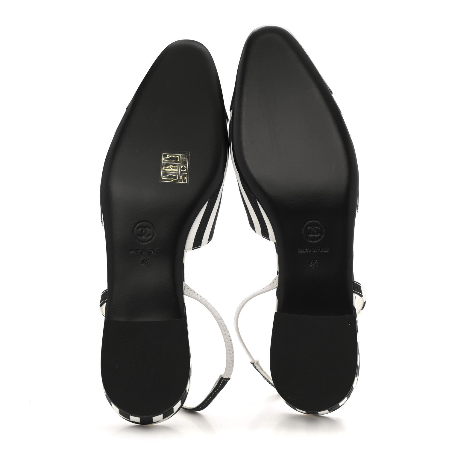 Chanel Fabric Grosgrain Cap Toe CC Slingback Flats 41 White Black 6 of 10