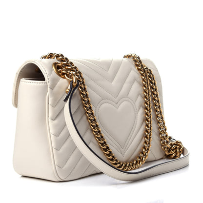 Gucci Calfskin Matelasse Small GG Marmont Shoulder Bag White 3 of 11