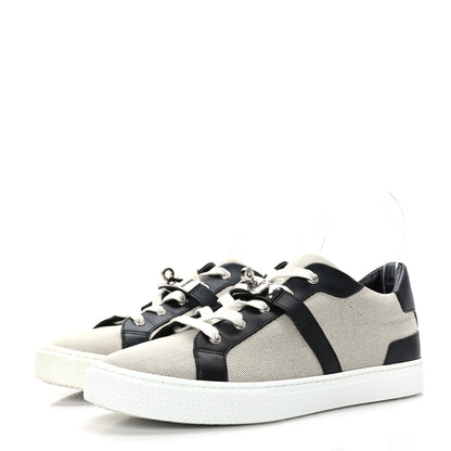 Hermes Calfskin Canvas Day Sneakers 41.5 Black White 3 of 8